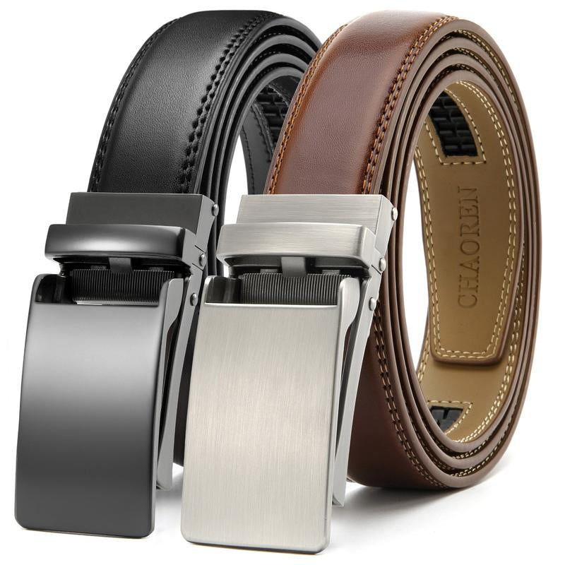 2PC CHAOREN Mens Dress Belt Leather 2 Pack - Mens Ratchet Belt for Dress Shirt and Pants Every Occasion (32Mm)