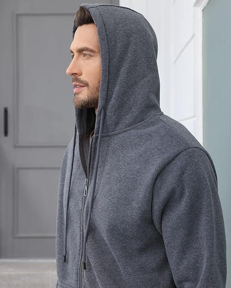 （Please Order One Size Up）Men'S 2-Pack Fleece-Lined Full Zip Hoodie & Jogger 4-Piece Mens Sweatsuit Casual Sweat Suits