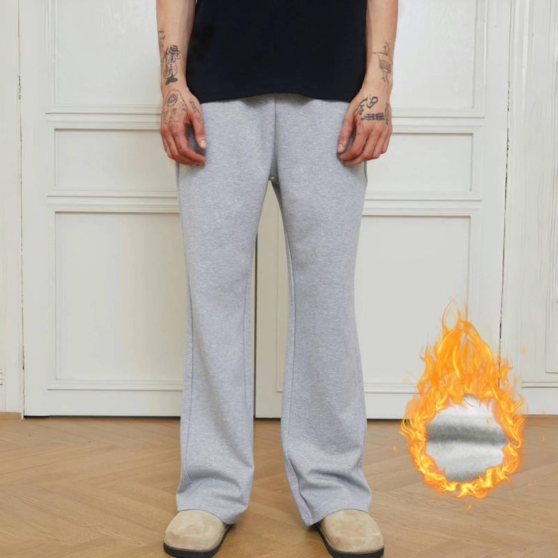 Men'S Flared Sweatpants Fleece Lined with Bell Bottoms Pockets Joggers for Menelastic Drawstring Baggy