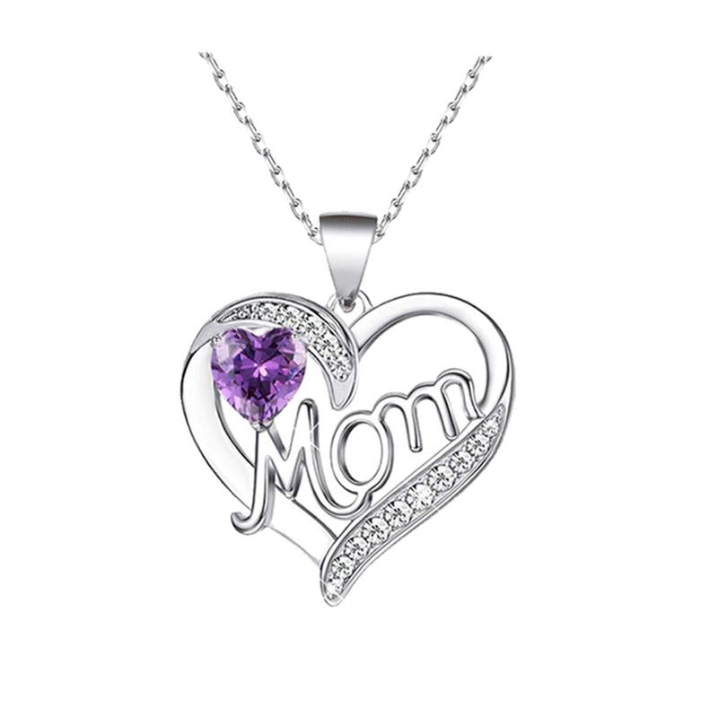 A Heart-Shaped Necklace Engraved with the Letter "Mom" and a Red Rose Gift Box for Mom, Wife, Girlfriend, Valentine'S Day, Christmas, Birthday, Anniversary Holiday Gift. the Necklace Can Be Worn for Various Occasions