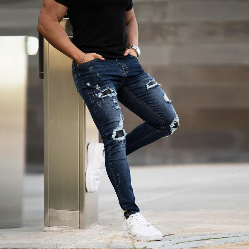 GINGTTO Men'S Skinny Jeans Slim Fit Stretch Tapered Leg Ripped Jeans Denim Pants