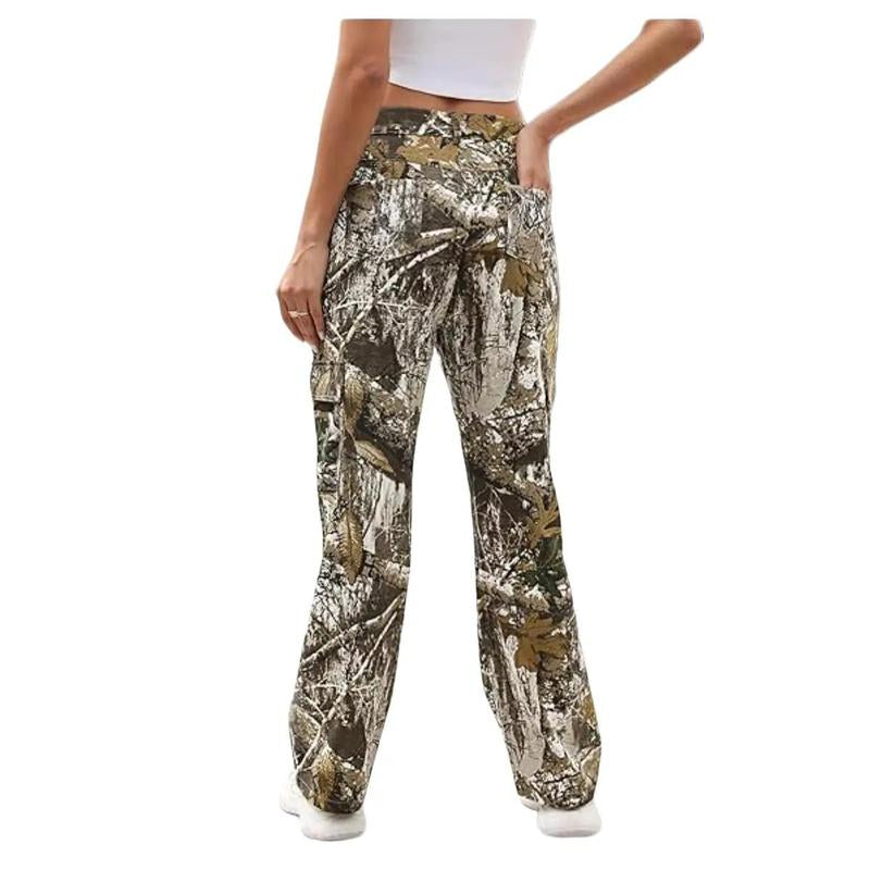 PINKYMOOR Camouflage Overalls Low Rise Wide Leg Pants Dance Studio Sweatpants Straight Leg Pants with Pockets Virus Camouflage Women'S Pants