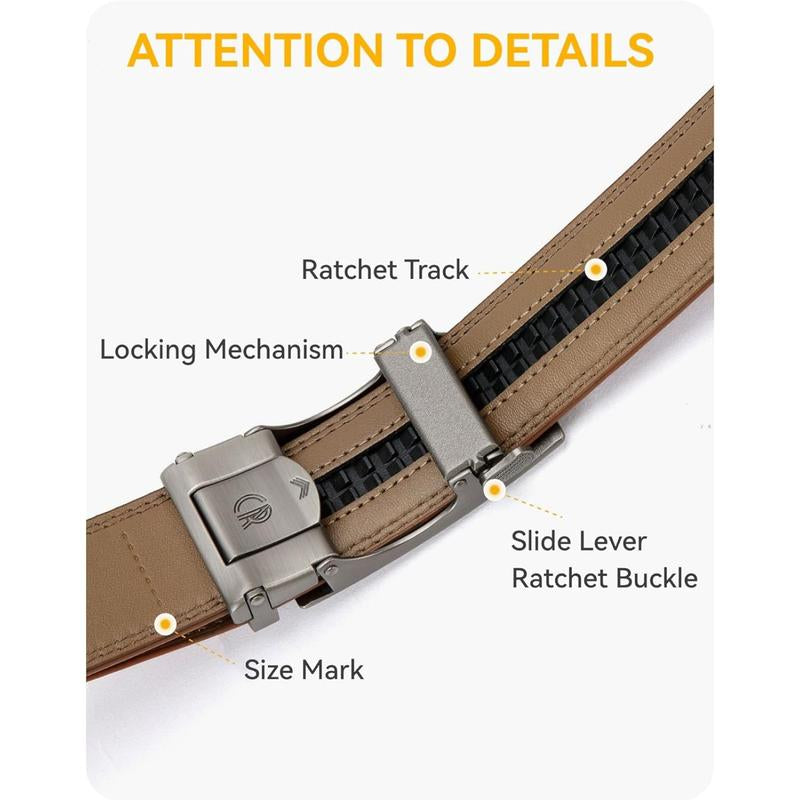 2PC CHAOREN Mens Dress Belt Leather 2 Pack - Mens Ratchet Belt for Dress Shirt and Pants Every Occasion (32Mm)