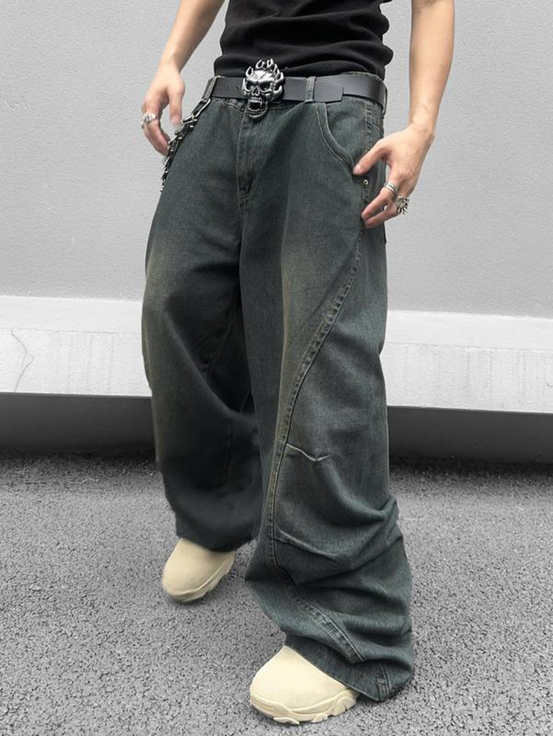 Wide Leg Jeans Hip Hop Baggy Denim Pants Y2K Streetwear Jeans