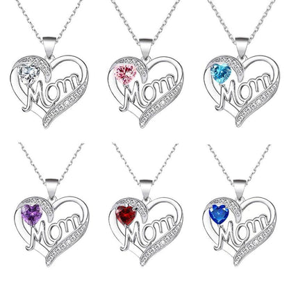 A Heart-Shaped Necklace Engraved with the Letter "Mom" and a Red Rose Gift Box for Mom, Wife, Girlfriend, Valentine'S Day, Christmas, Birthday, Anniversary Holiday Gift. the Necklace Can Be Worn for Various Occasions