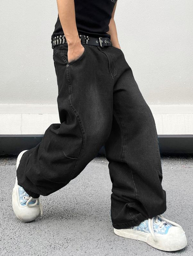 Wide Leg Jeans Hip Hop Baggy Denim Pants Y2K Streetwear Jeans