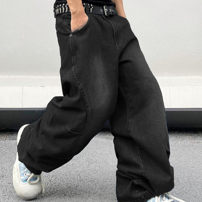 Wide Leg Jeans Hip Hop Baggy Denim Pants Y2K Streetwear Jeans