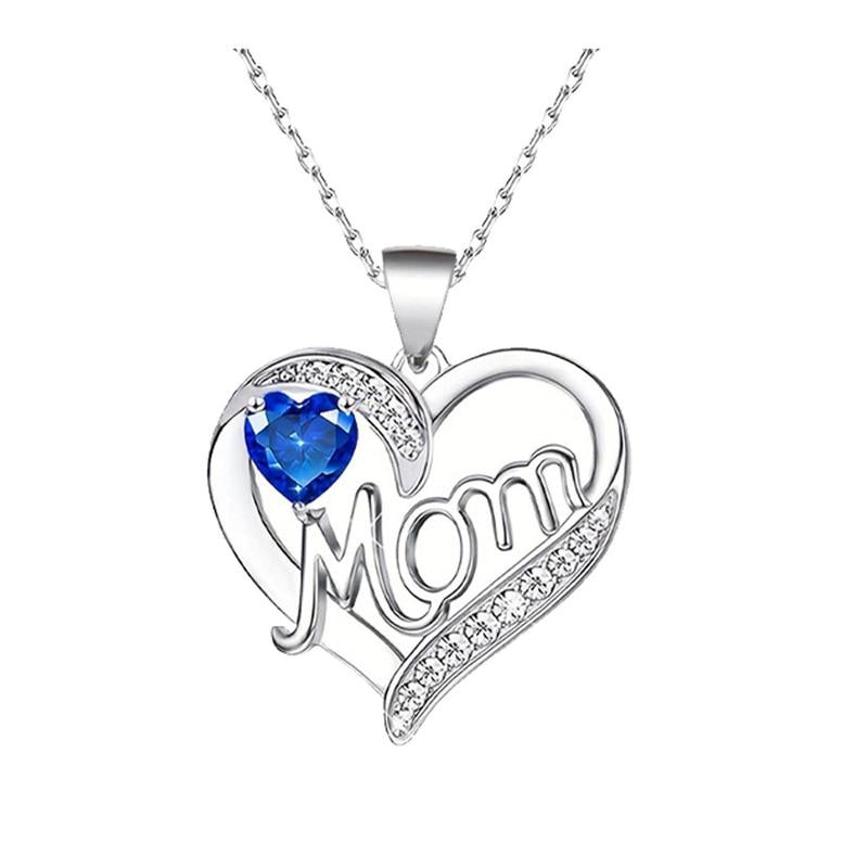 A Heart-Shaped Necklace Engraved with the Letter "Mom" and a Red Rose Gift Box for Mom, Wife, Girlfriend, Valentine'S Day, Christmas, Birthday, Anniversary Holiday Gift. the Necklace Can Be Worn for Various Occasions