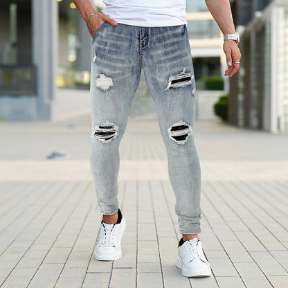 GINGTTO Men'S Skinny Jeans Slim Fit Stretch Tapered Leg Ripped Jeans Denim Pants