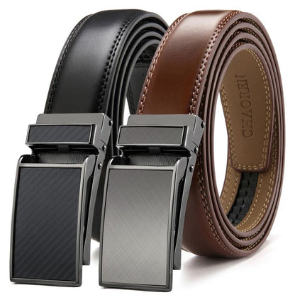 2PC CHAOREN Mens Dress Belt Leather 2 Pack - Mens Ratchet Belt for Dress Shirt and Pants Every Occasion (32Mm)