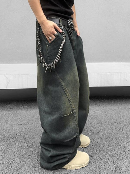 Wide Leg Jeans Hip Hop Baggy Denim Pants Y2K Streetwear Jeans