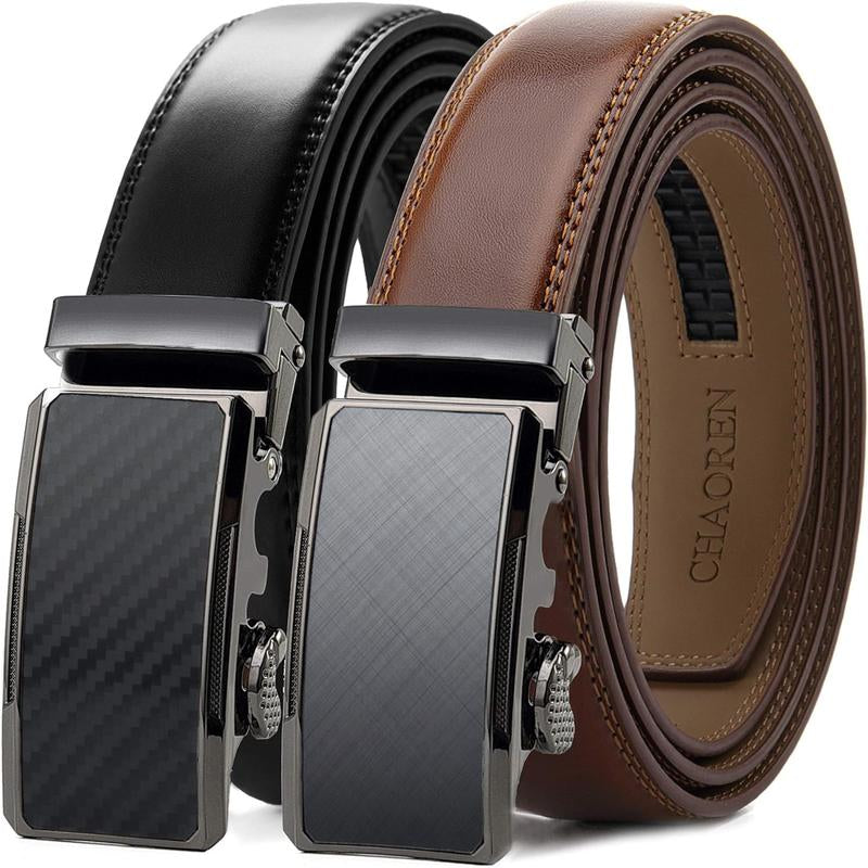 2PC CHAOREN Mens Dress Belt Leather 2 Pack - Mens Ratchet Belt for Dress Shirt and Pants Every Occasion (32Mm)