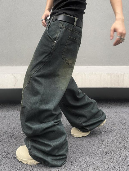 Wide Leg Jeans Hip Hop Baggy Denim Pants Y2K Streetwear Jeans