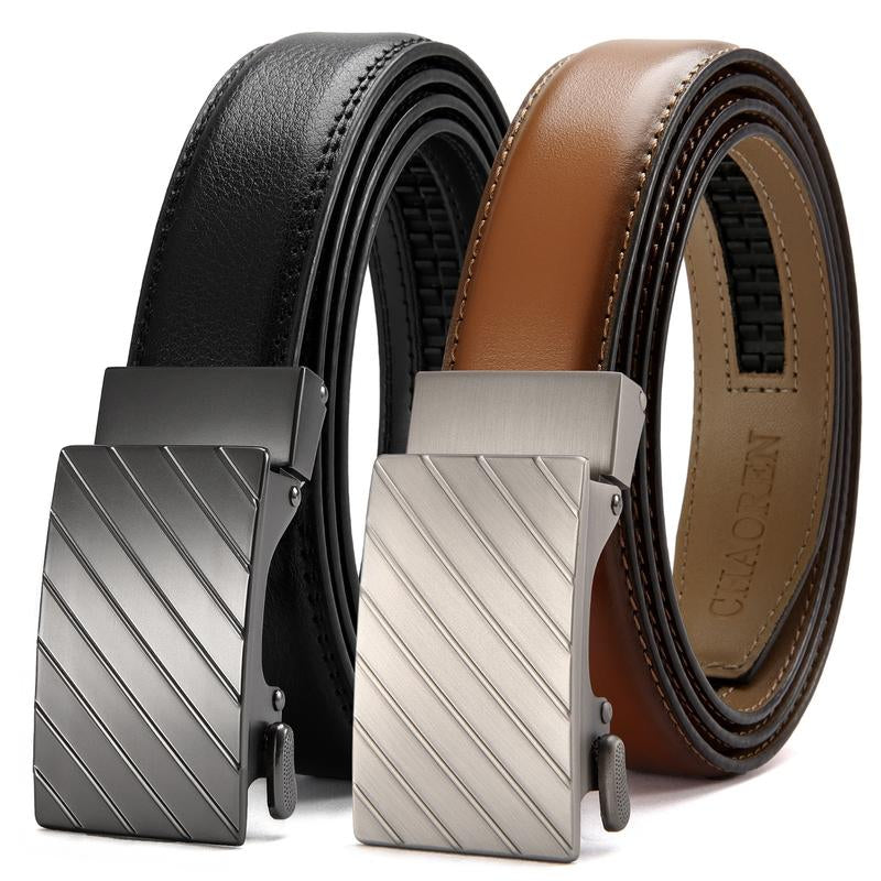 2PC CHAOREN Mens Dress Belt Leather 2 Pack - Mens Ratchet Belt for Dress Shirt and Pants Every Occasion (32Mm)