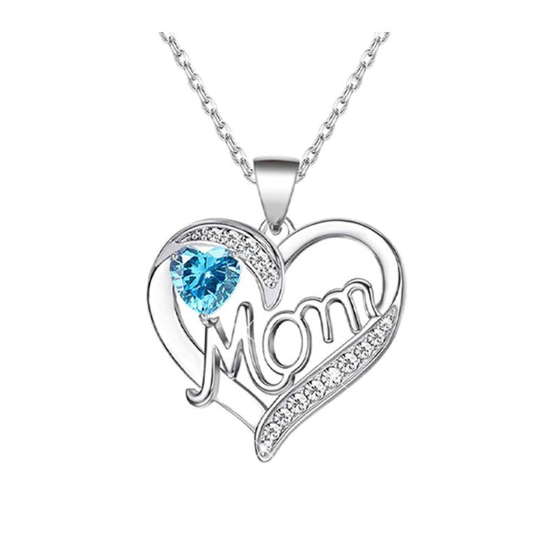 A Heart-Shaped Necklace Engraved with the Letter "Mom" and a Red Rose Gift Box for Mom, Wife, Girlfriend, Valentine'S Day, Christmas, Birthday, Anniversary Holiday Gift. the Necklace Can Be Worn for Various Occasions